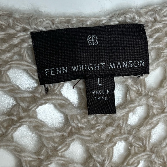 Fenn Wright Manson V-Neck Sweater Openwork Wool Blend Beige Large - Picture 3 of 6